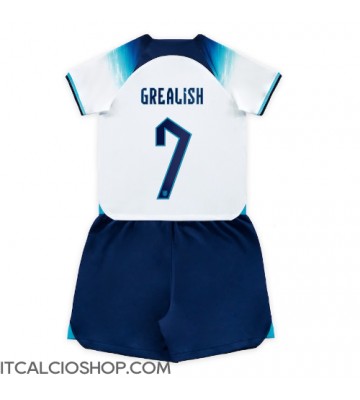 Inghilterra Jack Grealish #7 Prima Maglia Bambino Mondiali 2022 Manica Corta (+ Pantaloni corti)
